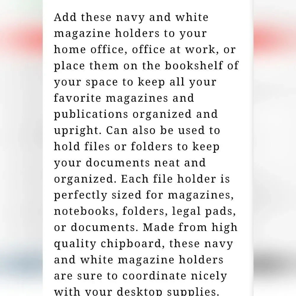 Gartner Studios 2PK Magazine File Folder- Navy/White Striped‎